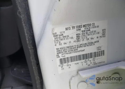 2013 Ford F-250 Xl из США, поврежденный, VIN 1FT7W2BT7DEA37247